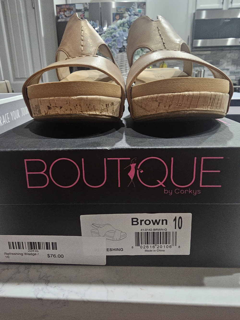 Corkys Brown Wedge Sandals with Cork-Look Platform